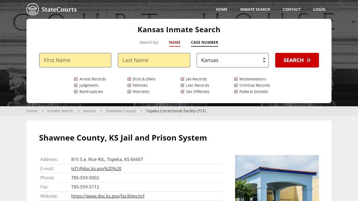 Topeka Correctional Facility (TCF) Inmate Records Search, Kansas ...