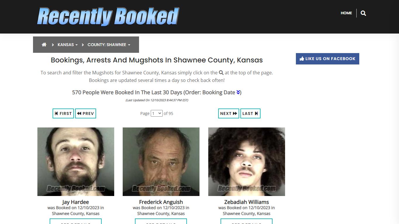 Bookings, Arrests and Mugshots in Shawnee County, Kansas