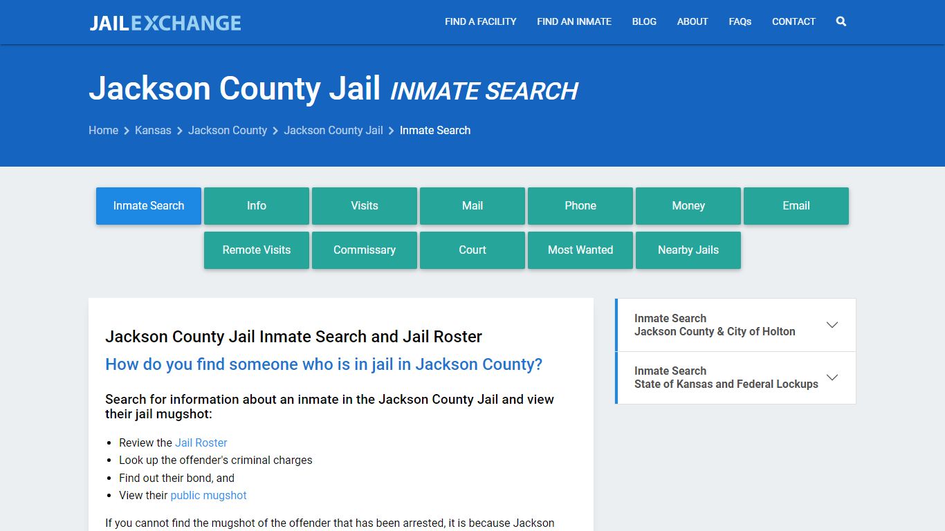 Inmate Search: Roster & Mugshots - Jackson County Jail, KS